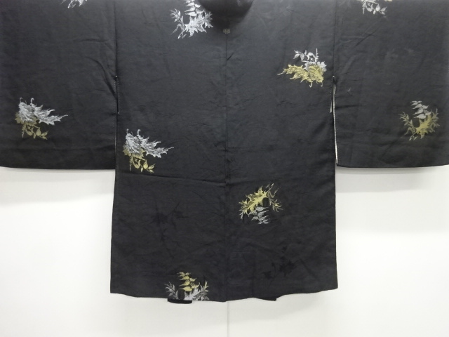 大正ロマン　草葉模様織り出し一つ紋羽織